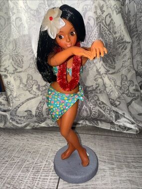 Vintage 1960’s / 1970’s Hula Dancer Doll - Retro Tiki Bar Mid - Century